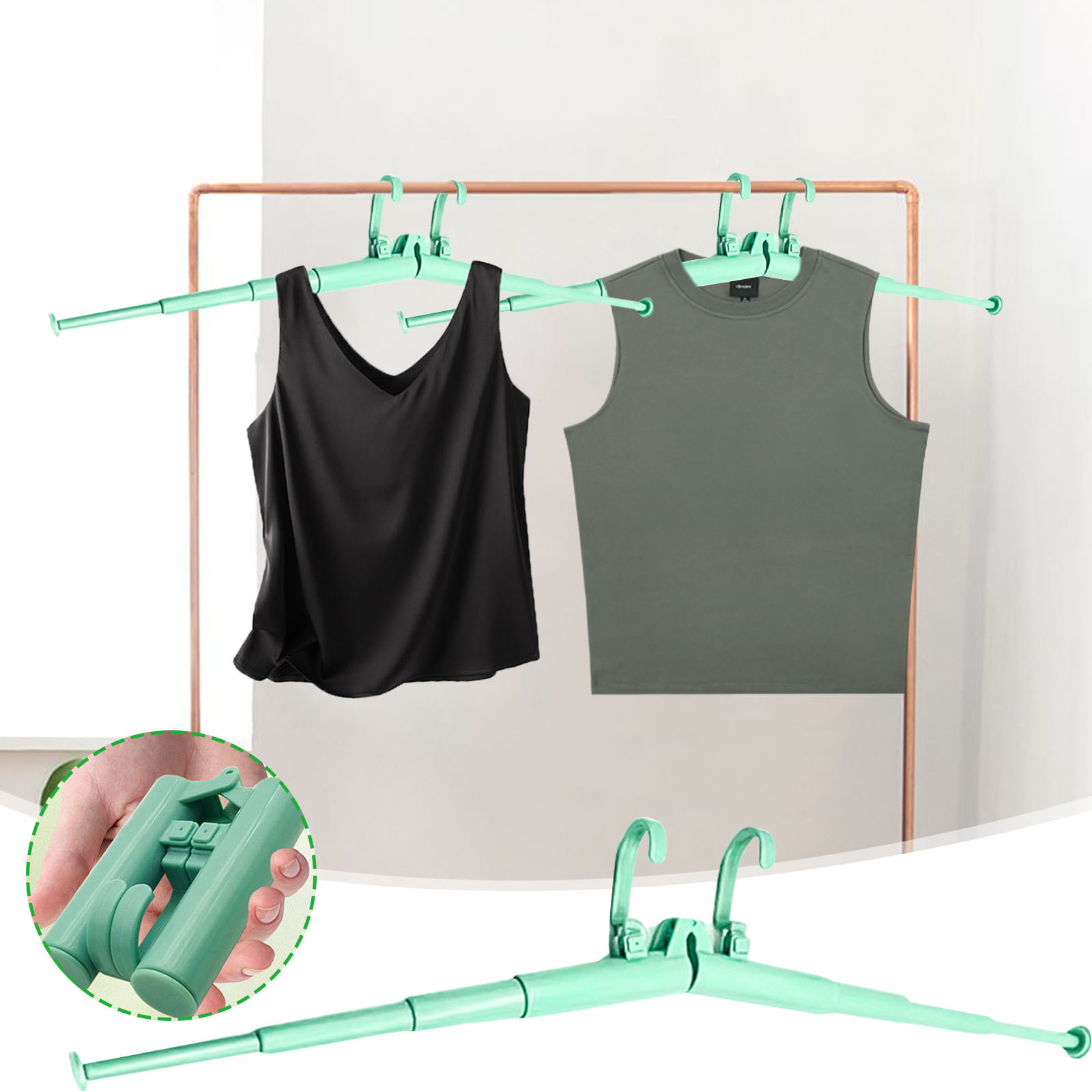 HOZVOMI 2 Pack Adjustable Retractable Clothes Hangers - Multifunctional Non-Slip Design, Space Saving for Adult \u0026 Kids, Ideal for Travel and Household Use